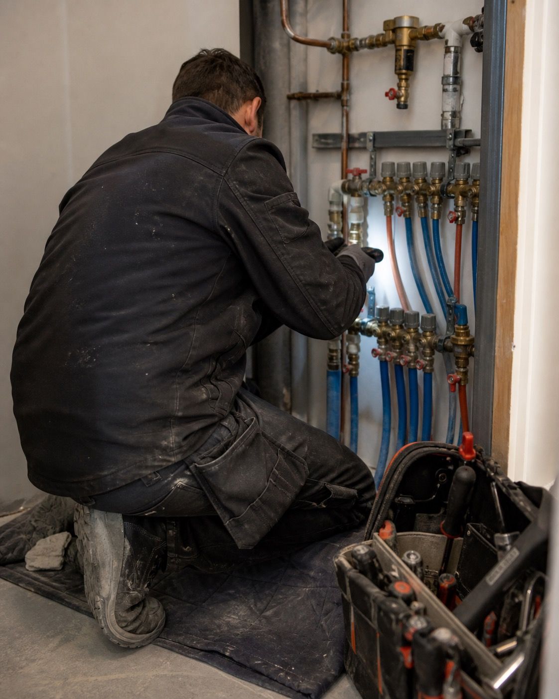 Portrait en tenue de travail, sur un chantier réel, pas en studio